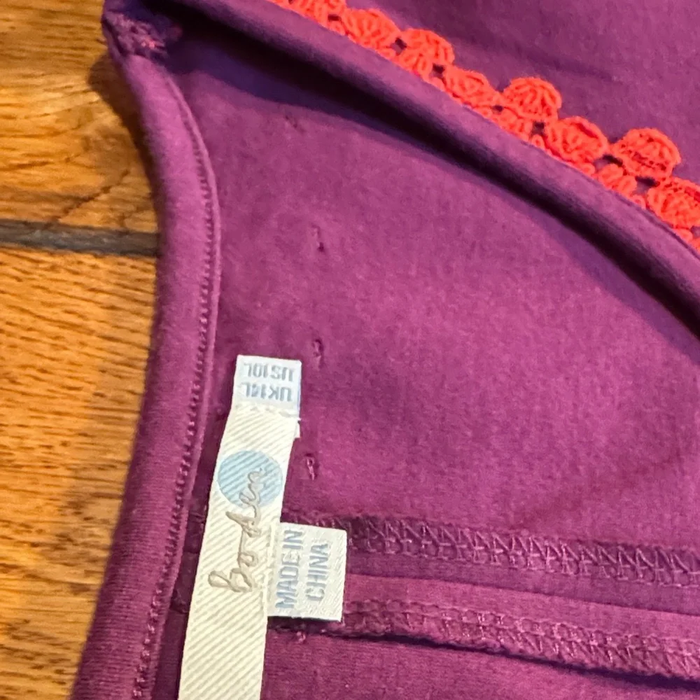 Boden Plum Mini Dress with Red Trim - Picture 2 of 7